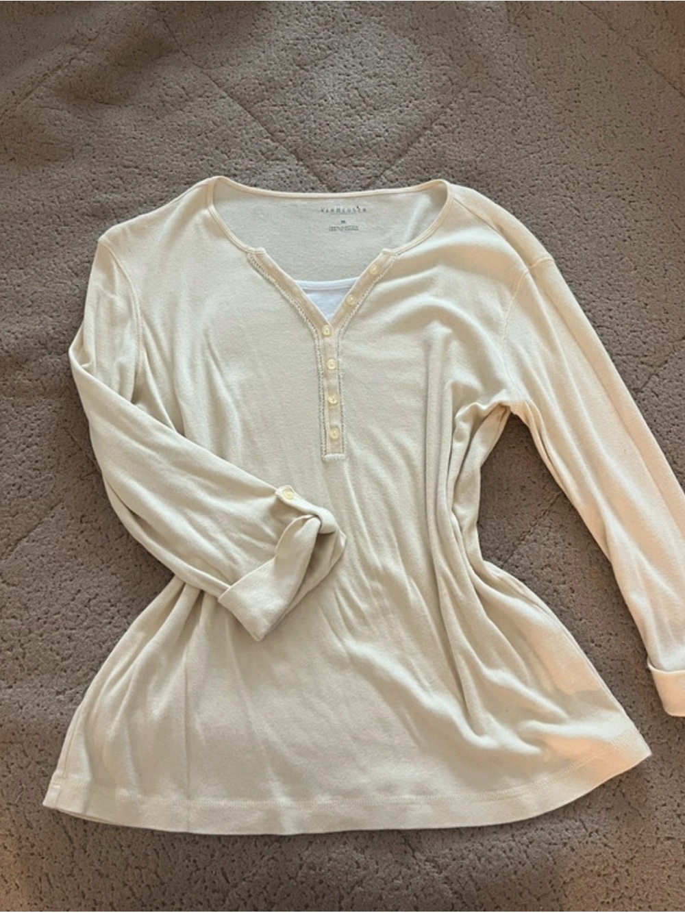 Lightweight Baby Yellow Henley Long-Sleeve Top